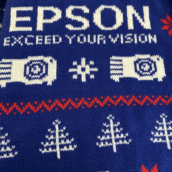 Roody Epson Exceed Your Vision Blue Ugly Christmas Sweater size XL - Picture 3 of 8